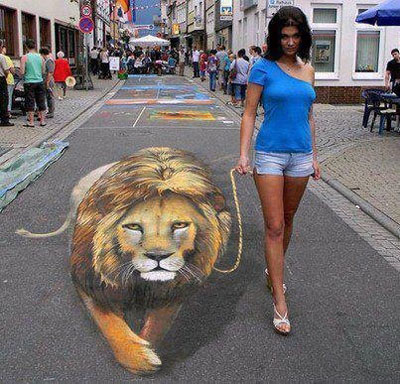 Street Art Illusion - lion