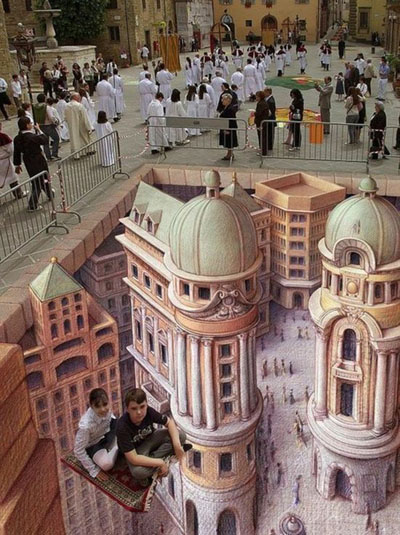 Street Art Illusion - flying carpet